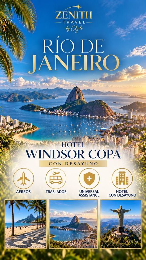 Río de Janeiro: aéreos, traslados, asistencia y Hotel Windsor Copa con desayuno